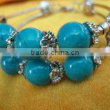 14mm Blue Round Natural Turquoise Tibet Silver Bracelet thumbnail-1