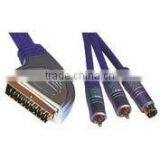 21 PIN Plug Scart(120) With Switch to 2RCA Plug Plus S-VHS Plug Cable VK30446 thumbnail-1