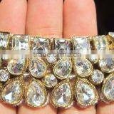 Gold CRYSTAL Payal ANKLETS Pair Feet Bracelet BRIDAL thumbnail-3
