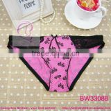 Women hot sex images pink panties printed black bow with lace & bow