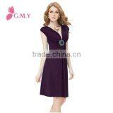 Ornamental V-neck Exquisite Flirty Elegant Kness Length Cocktail Dress thumbnail-3