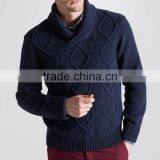 High Quality Wholesale Knitwear Men's Shawl Collar Cable Sweater Navy (BKNM15) thumbnail-1