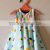 Latest Fashion Designs Pictures With Printed Icing Cream Sun Girl Dress thumbnail-1