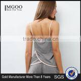 Custom Cotton Sexy Strap Pajamas Grey Brushed Wrap Back Cam And Shorts Contrast Pink Trim Satin Style thumbnail-1