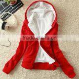 2015 Hotting Selling Women Plain Red Sweatshirt Hoodies Zipper Sweatshirt Hooded thumbnail-1