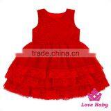 53SQG056 Lovebaby Birthday Solid Color Sleeveless Red Layers Tutu Dress for Girl thumbnail-1