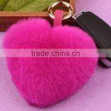 Myfur Heart Shape Rabbit Fur Bag Charm Thick Density Rabbit Animal Fur Key Chains thumbnail-5