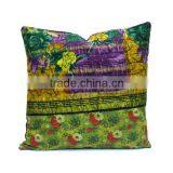 Velvet Cushion in Brown With Vintage Kantha Backing thumbnail-3