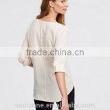 New Fashion High Quality Crepe v Neck Long Sleeve Woman Blouse thumbnail-4