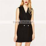 Factory Direct Sales Black Sleeveless Lace Jumpsuit Uniform for Office thumbnail-2