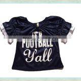 2017 Wholesale Clothes Girl Sweater Shirt Dark Bule Lace Puff Sleeve American Football Jersey thumbnail-3
