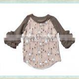 2017 Latest Design Girls Top Applique Little Rabbit Print Ruflle Sleeve Kids Clothing thumbnail-1