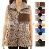 Wholesale Frosted Tip Heathered Zip Sherpa Woman Vest thumbnail-1