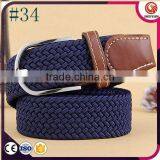 Mens Braided Woven Elastic Stretch Belt With Matching Leather Covered Buckle thumbnail-3