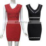 2015 Lady Red Plain Maxi Smart Elegant Sleeveless Muslim Evening bandage dresses