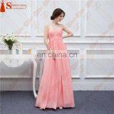 2016 Free Shipping Bridesmaid Dresses Coral Chiffon Sweetheart Cheap Brides Maid Dress Real Photo thumbnail-3