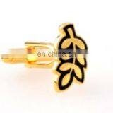 Low Price Gold Leaf Shaped Cufflinks Enamel Colorful Maple Leaf,new Design Leaf Shaped Cufflink for Mens Accessory