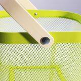 New Kitchen Toy Bath Fruit Flower Metal Wire Mesh Storage Cube Baskets With Wood Handle thumbnail-3