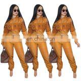 Women Fashion Wholesale Autumn Custom Outfits Fitness Jogging Tracksuit Two Piece Sets thumbnail-3