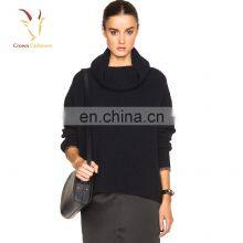 Short Front Long Back Fashional Ladies Black Oversized Knit Pullover Sweater thumbnail-1