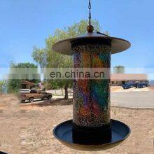 Manufacturing Supplies High Quality Swing Tube Mosaic Glass Squirrel Proof Bird Feeder thumbnail-3