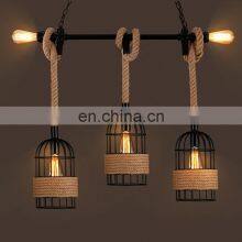Iron Birdcage Hemp Rope Lamp Environmental Creative Decoration for Coffee Shop Bar Dinning Room Lamp Restaurant Lighting Decora thumbnail-4