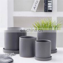 Nordic Modern Decorative Plant Pots Ceramic Cylinder Succulent Planter Plant Flower Pot With Tray Drainage Hole thumbnail-4