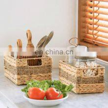 Hot Sale Natural Material Water Hyacinth Mixed Seagrass Storage Basket Wholesale High Quality Vietnam Cheap thumbnail-4