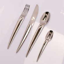 Wedding Birthday Party Matte Silver Flatware Silverware Dinnerware Stainless Steel 4 Pieces Utensils Cutlery Set thumbnail-1