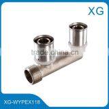 Brass Press Fitting 3 Way Male Female Tee for Manifold Pe-al-pe/gas Pipes thumbnail-1