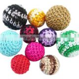 Assorted Round Handmade Wrap Wool Wood Beads, 16~22mm diameter, hole: 1~2mm, 100pcs/bag (M-WA001Y)