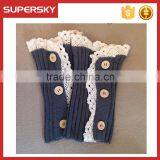 F258 Must Have Sale Cute Triple Button and Lace Accent Khaki Tan Boot Toppers Boot Cuffs