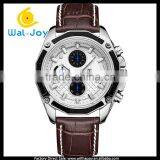 WJ-5534 Leather Strap Stainless Steel Back With Calendar Water Resistant Men Megir Hand Watch thumbnail-2