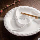 White Ceramic Dinner Division Fan Shape Round Plate for Home Restaurant thumbnail-4