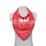 Chiffon Scarf With Large Acrylic Beads Chain for Women