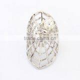 Stainless Steel Nail Rhinestone Big Cobweb Halloween Hollow Finger Ring Design thumbnail-4