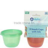 3 Pack Semi Disposable Snack Cups with Lids