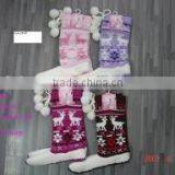Long Women Knitted Jacquard Home Sock