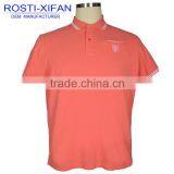 100% Cotton Pique Fabric Men's Orange T-shirt Short Sleeve Summer thumbnail-1