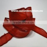 Silk Chiffon Tapers red Hand dyed silk cords