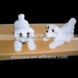 White Cute Little Stone Dog Sculpture thumbnail-1
