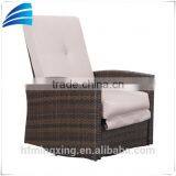 Outdoor PE Rattan Wicker Bar Armrest Chair Lounger With Cream Cushion thumbnail-2