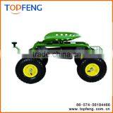 Garden Cart Rolling Work Seat With Tool Tray And Basket/ Heavy Duty Garden Rolling Work Seat thumbnail-2