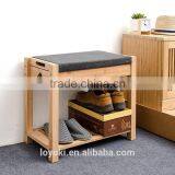 New Design Bamboo Shoe Rack Shoe Bench Seat Cushion Wooden Shoe Display Rack Drawer thumbnail-2
