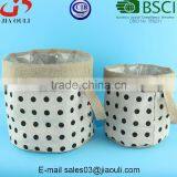 Hot Sales Fabric Planter Bags With Black Polka Dots Design Gunny Plant Pot Cover thumbnail-5