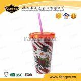 Promotional 3D Cute Food Grade Double Layer Cup With Straw thumbnail-1