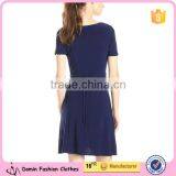 Women's V Neck Short Sleeve Bie Waist Classic Ballerina Dress thumbnail-2