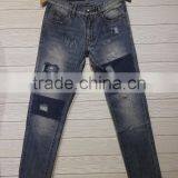 GZY Funky New Pattern European Type Men's Jeans Patch Denim Vintage Wrinkles Effect Jeans Stock thumbnail-3