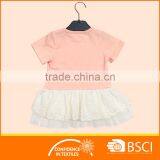 Pink Wholesale Skirted Once Piece 100%cotton Dress Lovely Baby Dress Suit thumbnail-2