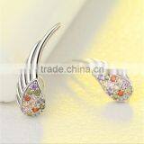 925 Sterling Silver High Polish Rhodium Plated Cubic Zirconia Wing Customized Earring thumbnail-4